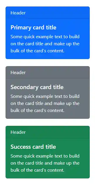 Blazor Bootstrap: Card Component - Background and color - Primary, Secondary, Success