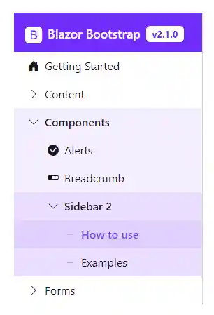 Blazor Sidebar2 - Basic usage