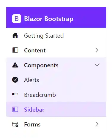 Blazor Sidebar - Two level navigation