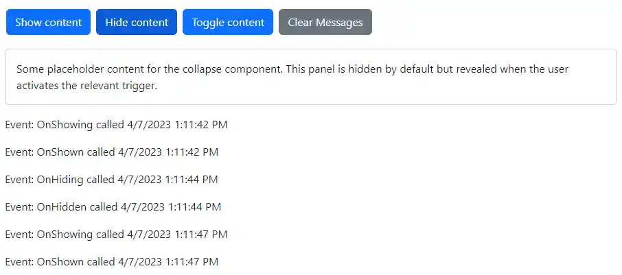 Blazor Bootstrap: Collapse Component - Events