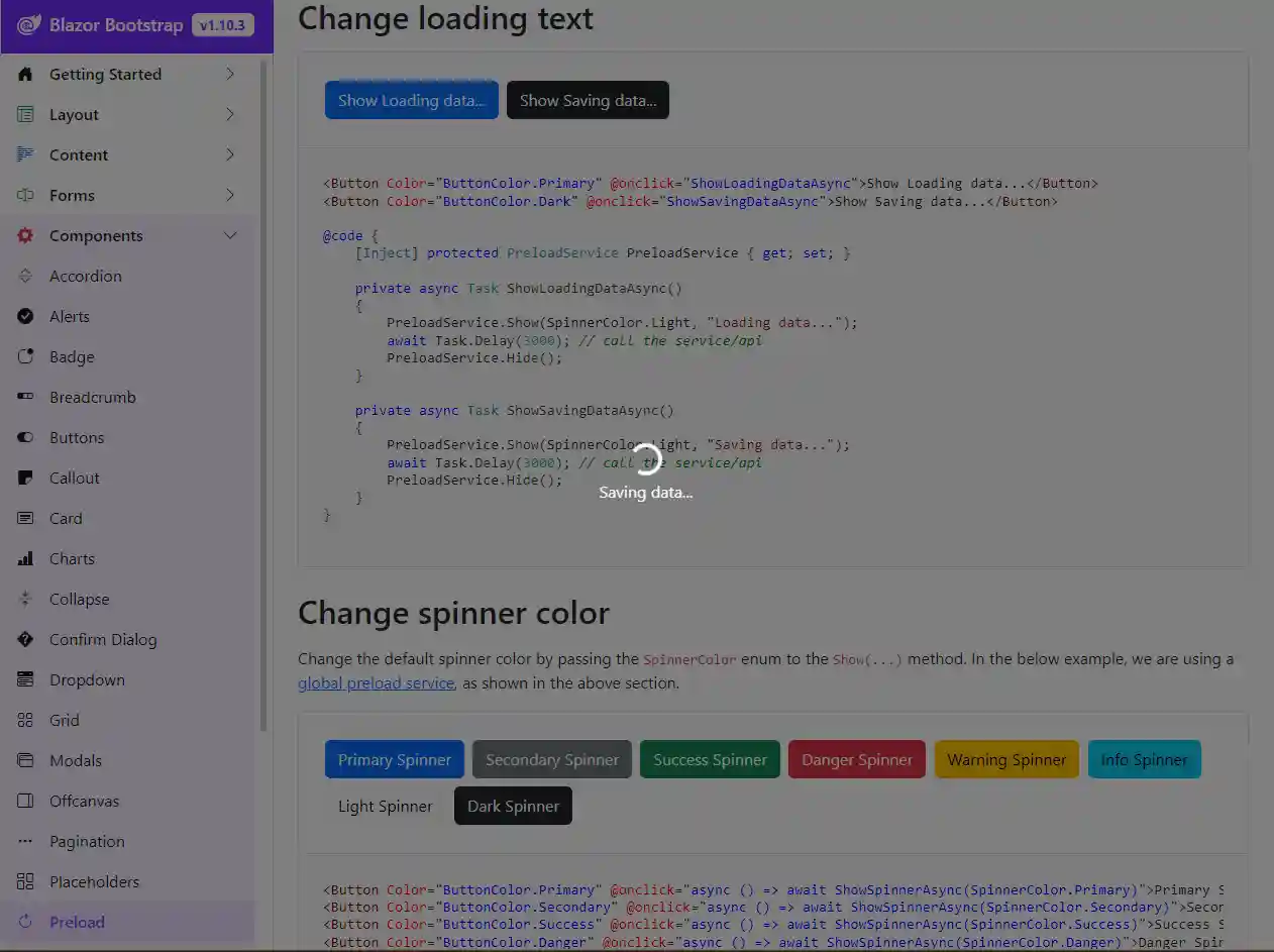 Blazor Bootstrap: Blazor Preload Component - Change loading text