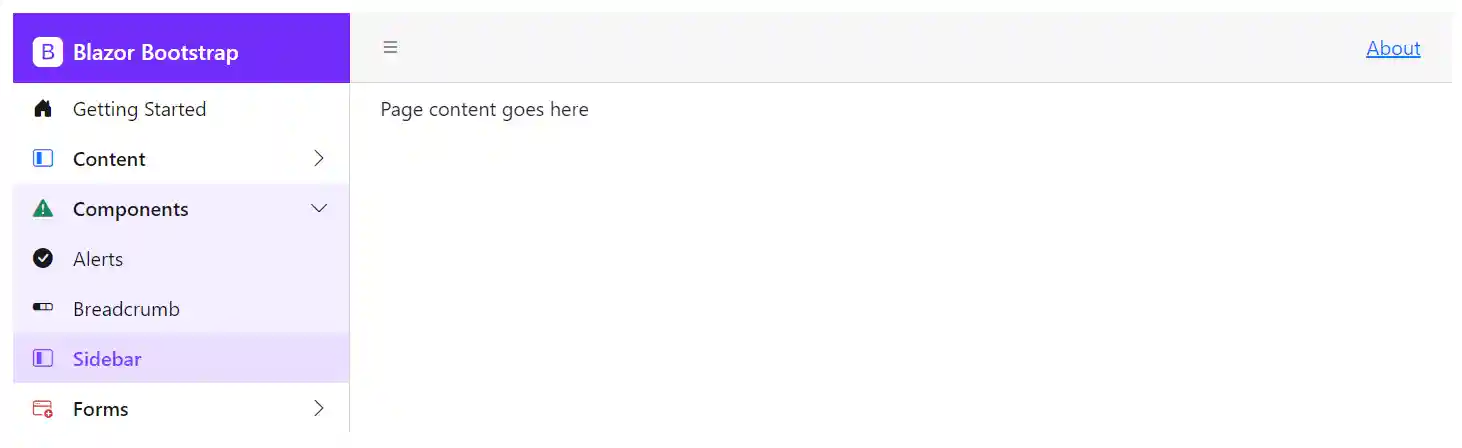 Blazor Sidebar - Toggle sidebar to show icons only