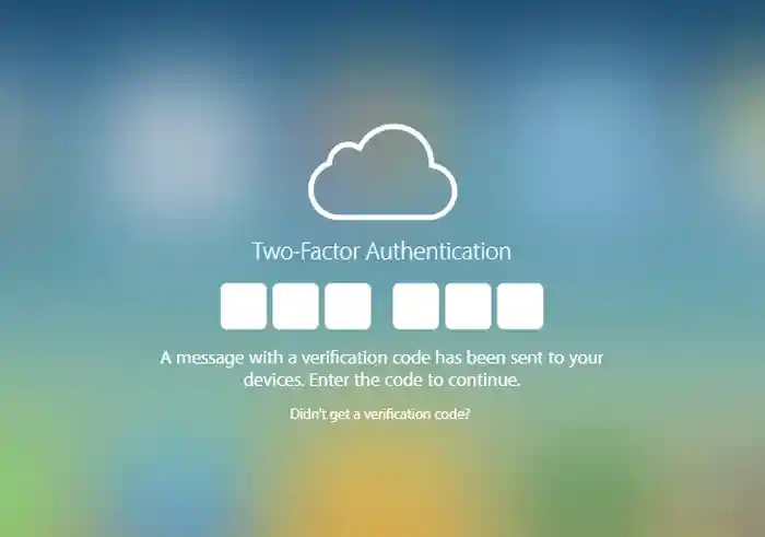 Entering a 2FA code on icloud.com Entering a 2FA code on icloud.com