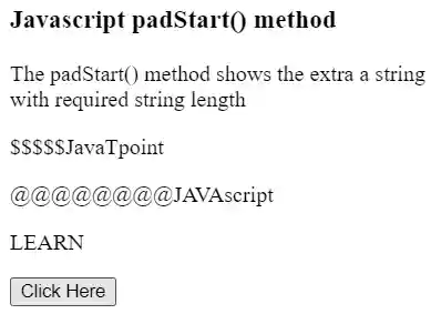 JavaScript padStart() Method