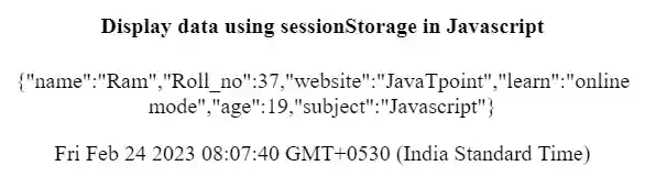 JavaScript sessionStorage