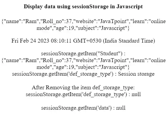 JavaScript sessionStorage