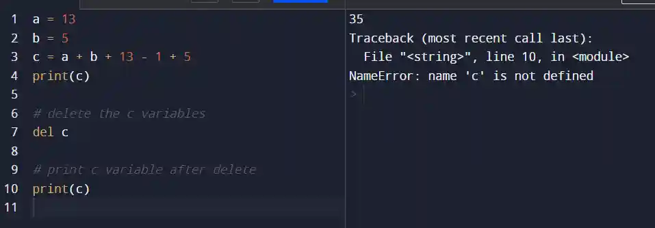 Python del Statement