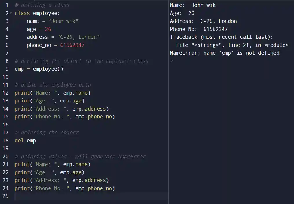 Python del Statement