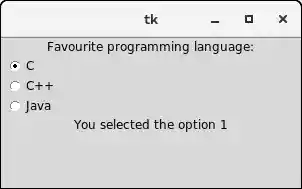 Python Tkinter Radiobutton