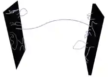 A pair of surfaces joined by wavy line segments.