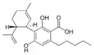 Chemical structure of cannabidiolic acid.