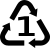 Chasing-arrow triangle with numeral one within