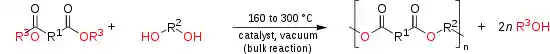 Polyester formation via transesterification.svg