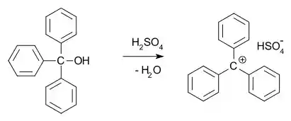 reaction of triphenylmethanol with sulfuric acid