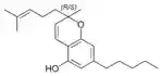 Chemical structure of cannabichromene.