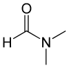 Skeletal formula of dimethylformamide with one explicit hydrogen added