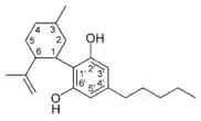 Chemical structure of a CBD-type cannabinoid.