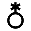Upside down female symbol with an x instead of a cross.