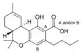 Chemical structure of Δ9-tetrahydrocannabinolic acid-C4