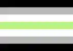 Agender pride flag, made up of horizontal stripes of, from top to bottom, black, grey, white, green, white, grey, and black.