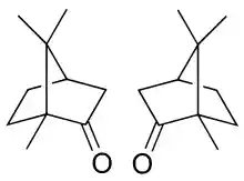 Structural formula of (R) and (S)-camphor