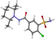 Clopamide ball-and-stick.png
