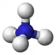 Ball-and-stick model of the ammonium cation