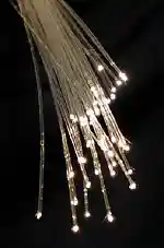 Bundle of glass threads with light emitting from the ends