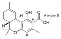 Chemical structure of Δ9-tetrahydrocannabiorcolic acid.