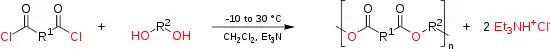 Polyester formation via amine acyl chloride.svg