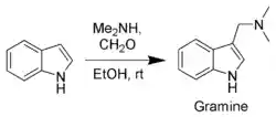 Synthesis of gramine from indole