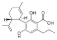 Chemical structure of cannabidivarinic acid.