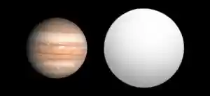 Size comparison of Jupiter and the exoplanet TrES-3b