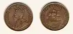 A 1929 South African penny, featuring King George V.