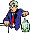 tip - a relatively small amount of money given for services rendered (as by a waiter)