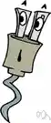 plug - an electrical device with two or three pins that is inserted in a socket to make an electrical connection