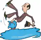 fall - a sudden drop from an upright position
