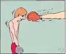 thrusting - a sharp hand gesture (resembling a blow)