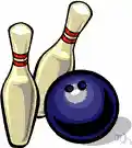 pin - a club-shaped wooden object used in bowling