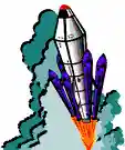 rocket - a jet engine containing its own propellant and driven by reaction propulsion
