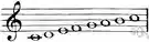 scale - (music) a series of notes differing in pitch according to a specific scheme (usually within an octave)
