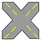 intersection - a junction where one street or road crosses another