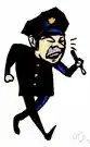 stalk - a stiff or threatening gait