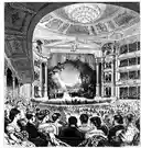 pit - lowered area in front of a stage where an orchestra accompanies the performers