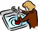 drain - emptying something accomplished by allowing liquid to run out of it