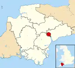 The District of Exeter including Topsham shown within Devon