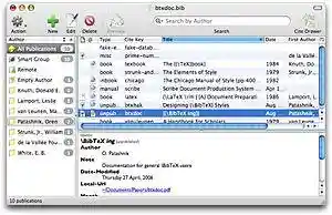 Screen shot of BibDesk 1.3.8