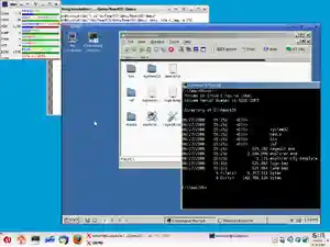 The free operating system ReactOS running within QEMU, which runs as a process on Linux