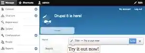 Drupal 8 in action. Showing in-context editing and previews (WYSIWYG).