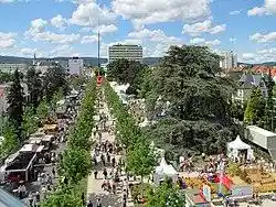 Hessentag festival on a long alley filled with people